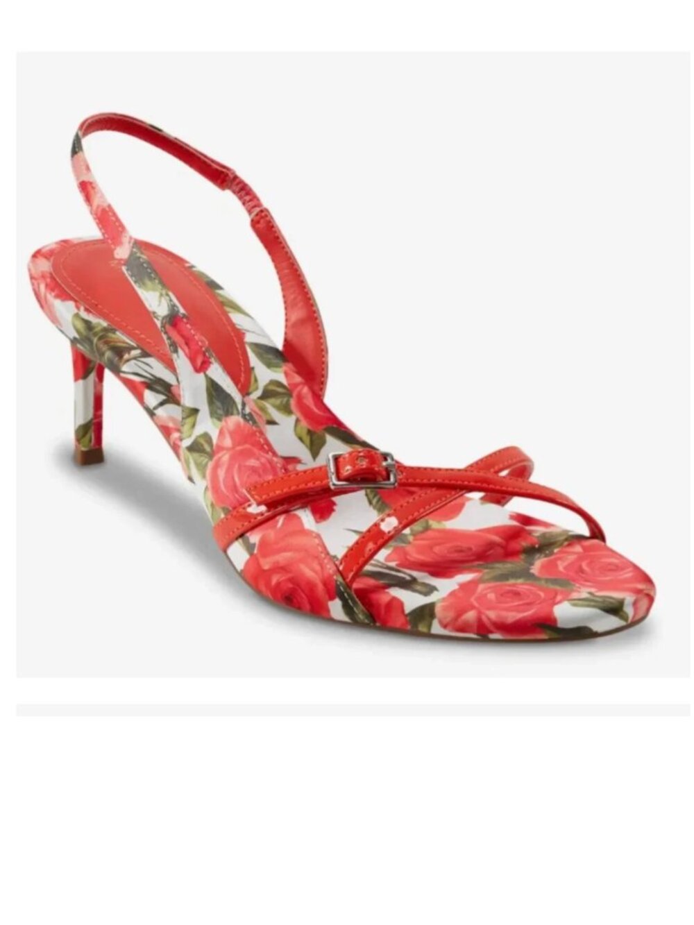 NEW Marc Fisher Feren 2 Sandal Color Red Floral Print